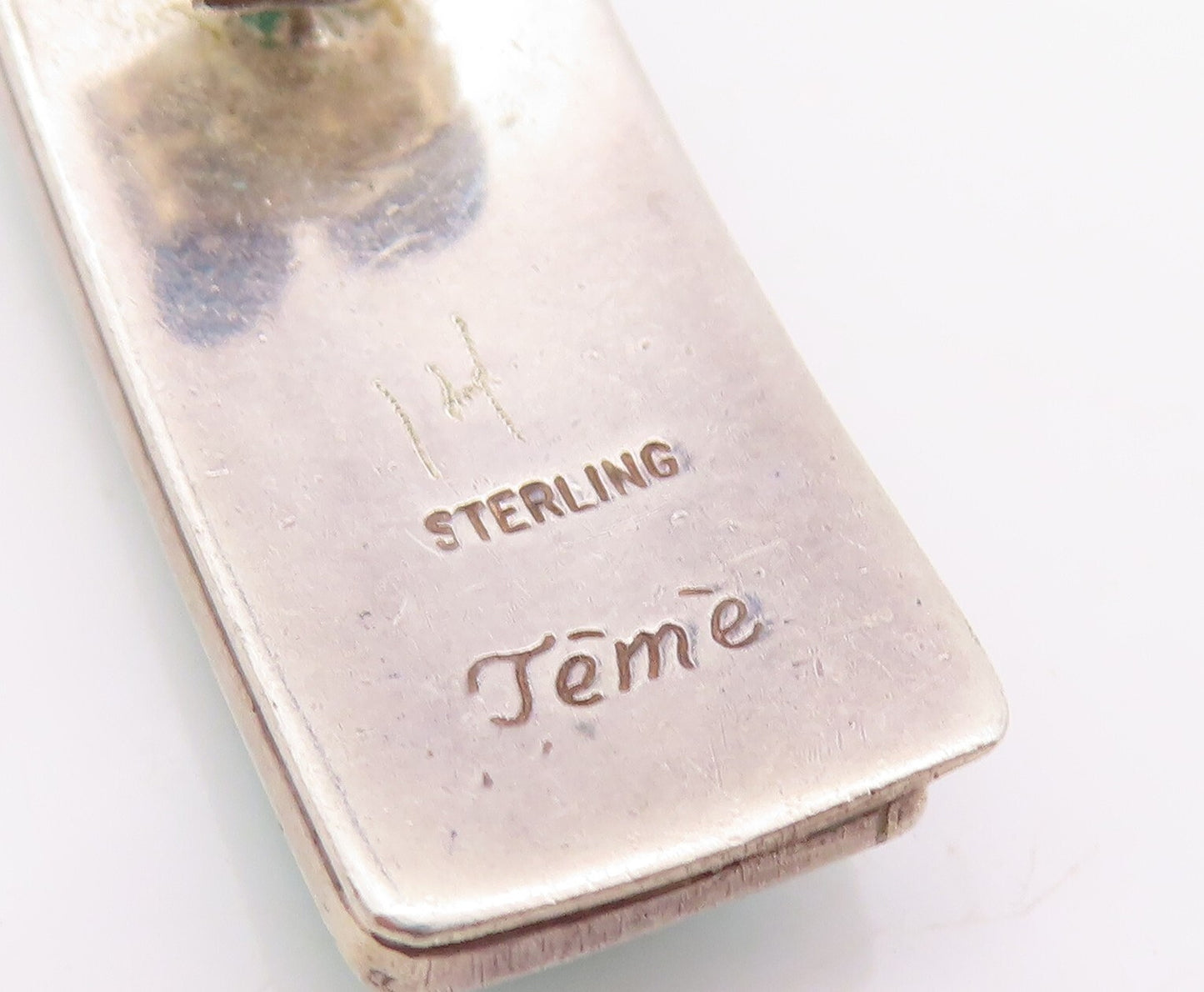 925 Sterling Silver Vintage Earrings TEME NAVAJO Rectangle Larimar Inlay EG13336