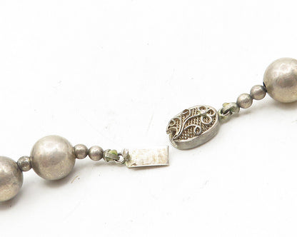 925 Sterling Silver  Vintage Antique Dark Tone Beaded Chain Necklace  NE1914