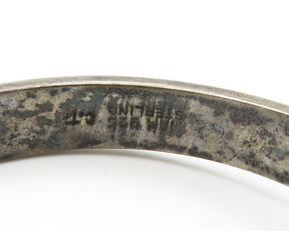 SIAM 925 Sterling Silver  Vintage Enamel Dark Tone Bangle Bracelet  BT5420