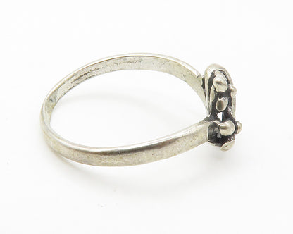 925 Sterling Silver Vintage Dark Tone Petite Floral Band Ring Sz 5 RG14356