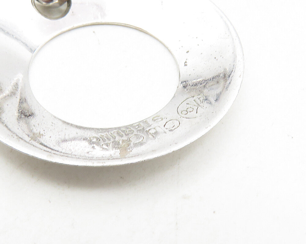 OLD CREST 925 Silver  Shiny Open Circle Non Pierce Dangle Earrings  EG5281
