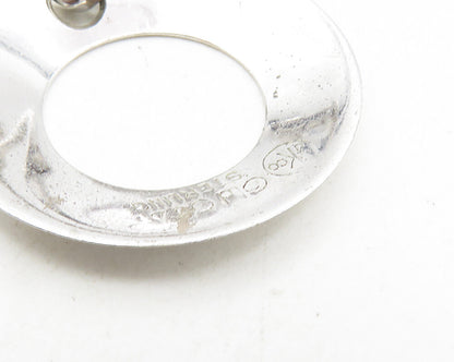 OLD CREST 925 Silver  Shiny Open Circle Non Pierce Dangle Earrings  EG5281