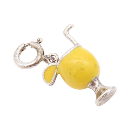 925 Sterling Silver Vintage Pendant Enameled Cocktail Glass Charm  PT24325