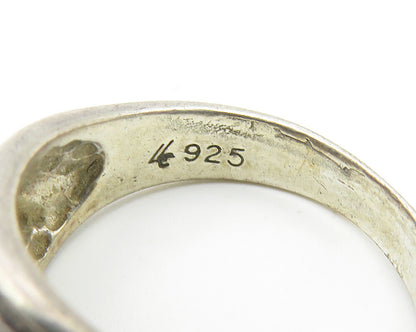 925 Sterling Silver  Vintage Dark Tone Diamond Cut Band Ring Sz 6  RG11423