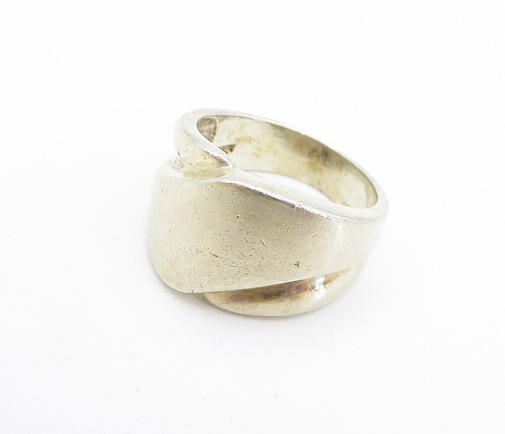 925 Sterling Silver  Vintage Shiny Tapered Design Band Ring Sz 6.5  RG7493