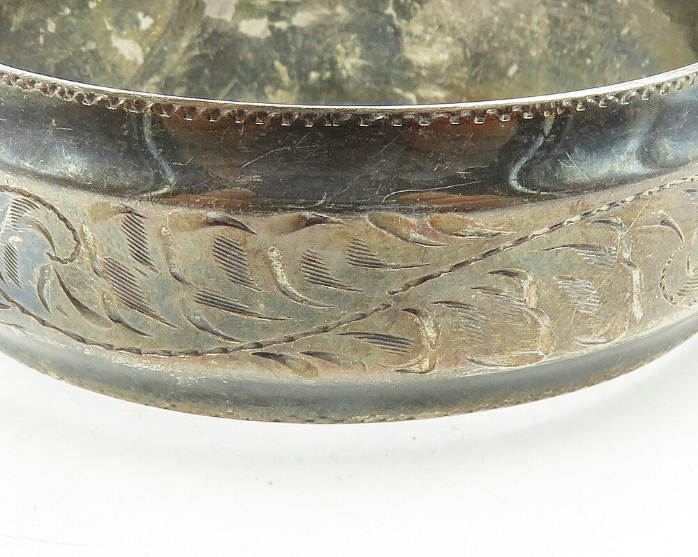 LADGE FAYRE 925 Silver  Vintage Oxidized Floral Vine Bangle Bracelet  BT4317