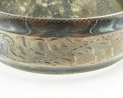 LADGE FAYRE 925 Silver  Vintage Oxidized Floral Vine Bangle Bracelet  BT4317