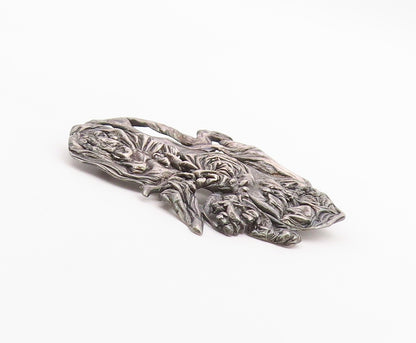 925 Sterling Silver  Vintage Antique Oxidized Sculpted Brooch Pin  BP9274