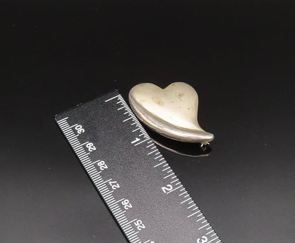 DESIGNER 925 Silver  Vintage Matte Finish Floating Heart Brooch Pin  BP9658