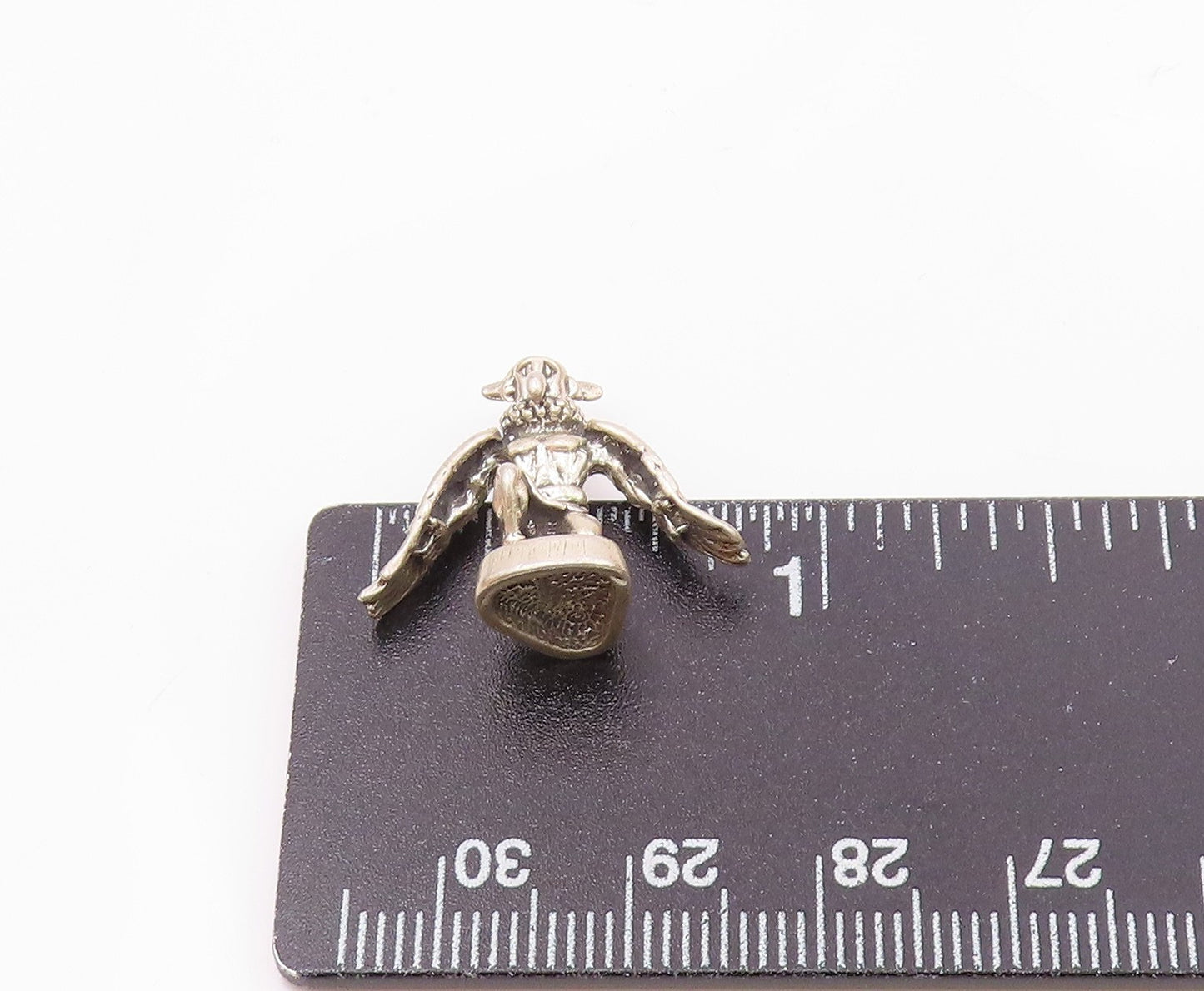 925 Sterling Silver  Vintage Kneeling Horned Figure With Wings Pendant PT21833