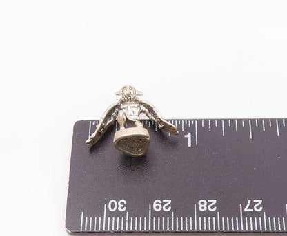 925 Sterling Silver  Vintage Kneeling Horned Figure With Wings Pendant PT21833