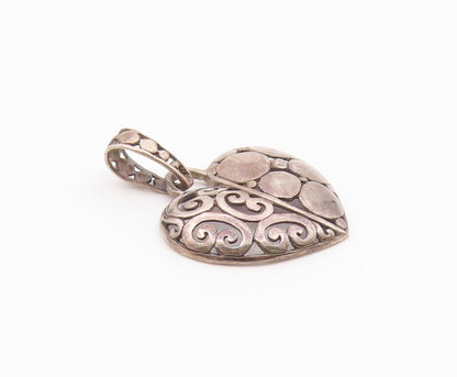 925 Sterling Silver  Vintage Dark Tone Pretzel Love Heart Pendant  PT16121