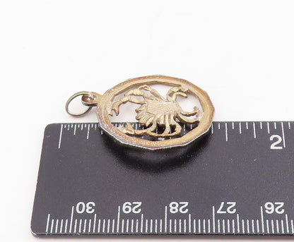 925 Sterling Silver Vintage Pendant Carved Crab Cancer Zodiac Medallion  PT25769