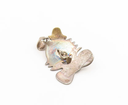 925 Sterling Silver Vintage Pendant MEXICO Two Tone Clown Face Cutout  PT26630