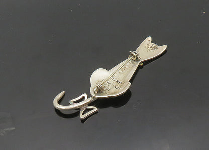 MEXICO 925 Sterling Silver  Vintage Sitting Cat Brooch Pin (MOVES)  BP8251