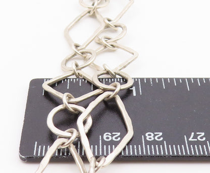 DESIGNER 925 Silver Vintage Shiny Hammered Multi Shape Chain Bracelet BT8819