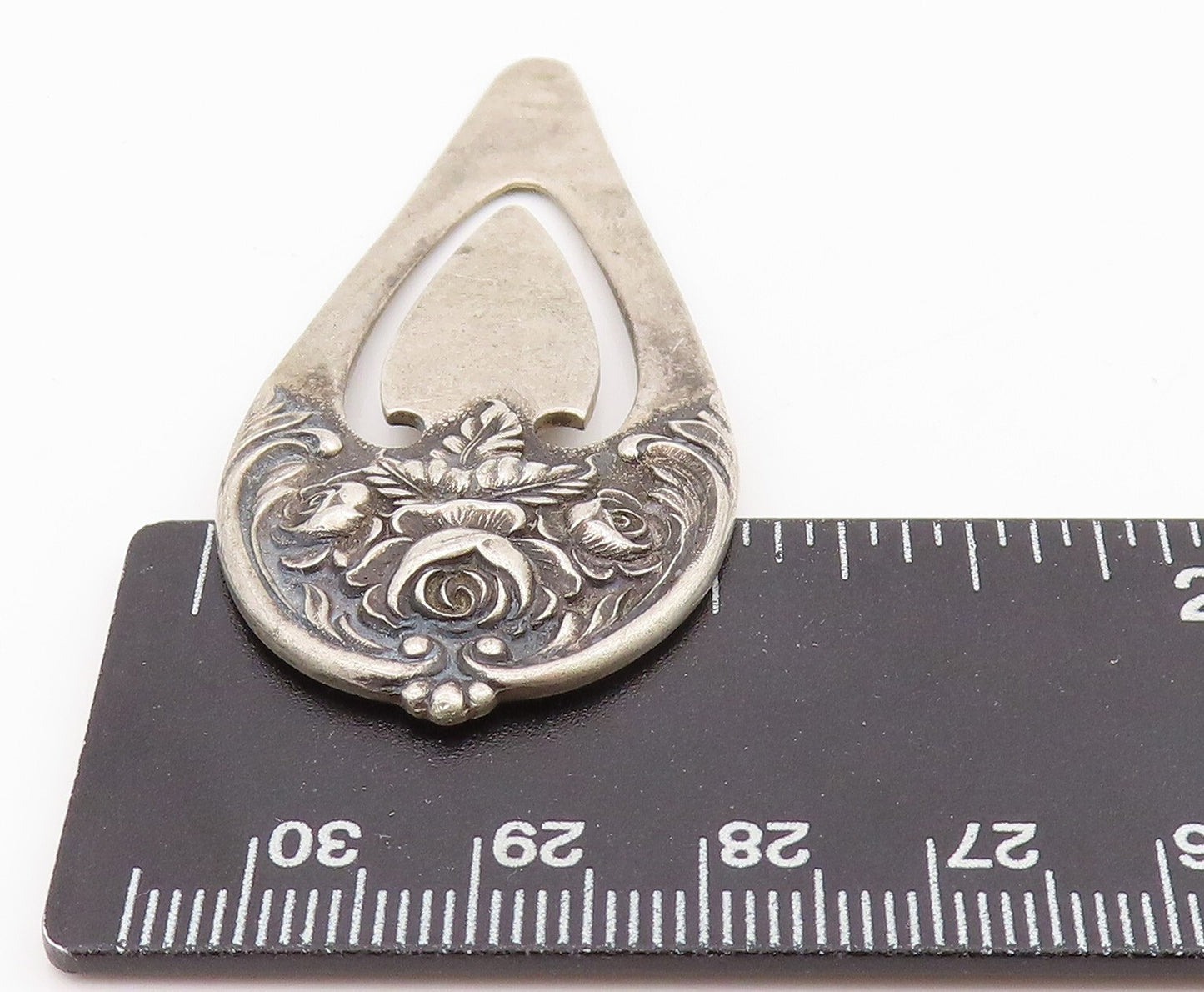 925 Sterling Silver Vintage Bookmark S. KIRK & SON Cutout Floral Carved  TR3862