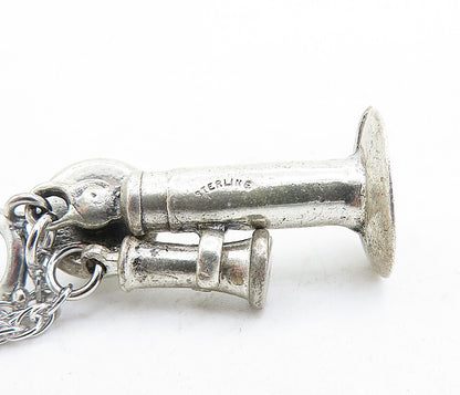 925 Sterling Silver  Vintage Petite Old Fashioned Telephone Pendant  PT3930