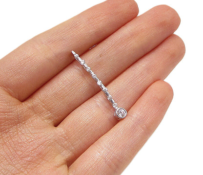 925 Sterling Silver  Long White Cubic Zirconia Slider Drop Pendant  PT2134