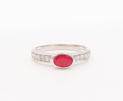 925 Sterling Silver Vintage Ring Oval Gemstones & Real Diamonds  Sz 7  RG29447