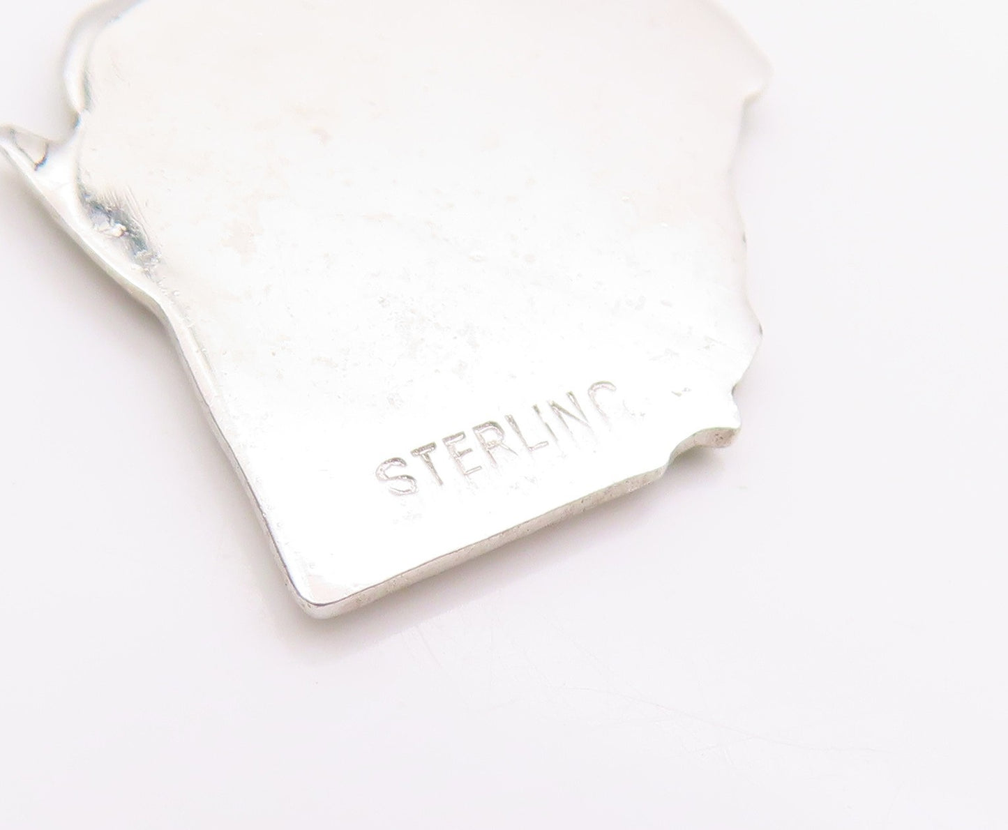 925 Sterling Silver Vintage Pendant Enameled Wisconsin State Map Charm  PT24884