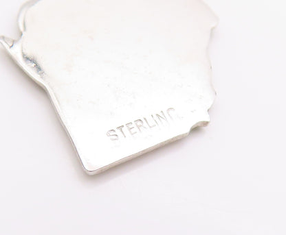 925 Sterling Silver Vintage Pendant Enameled Wisconsin State Map Charm  PT24884