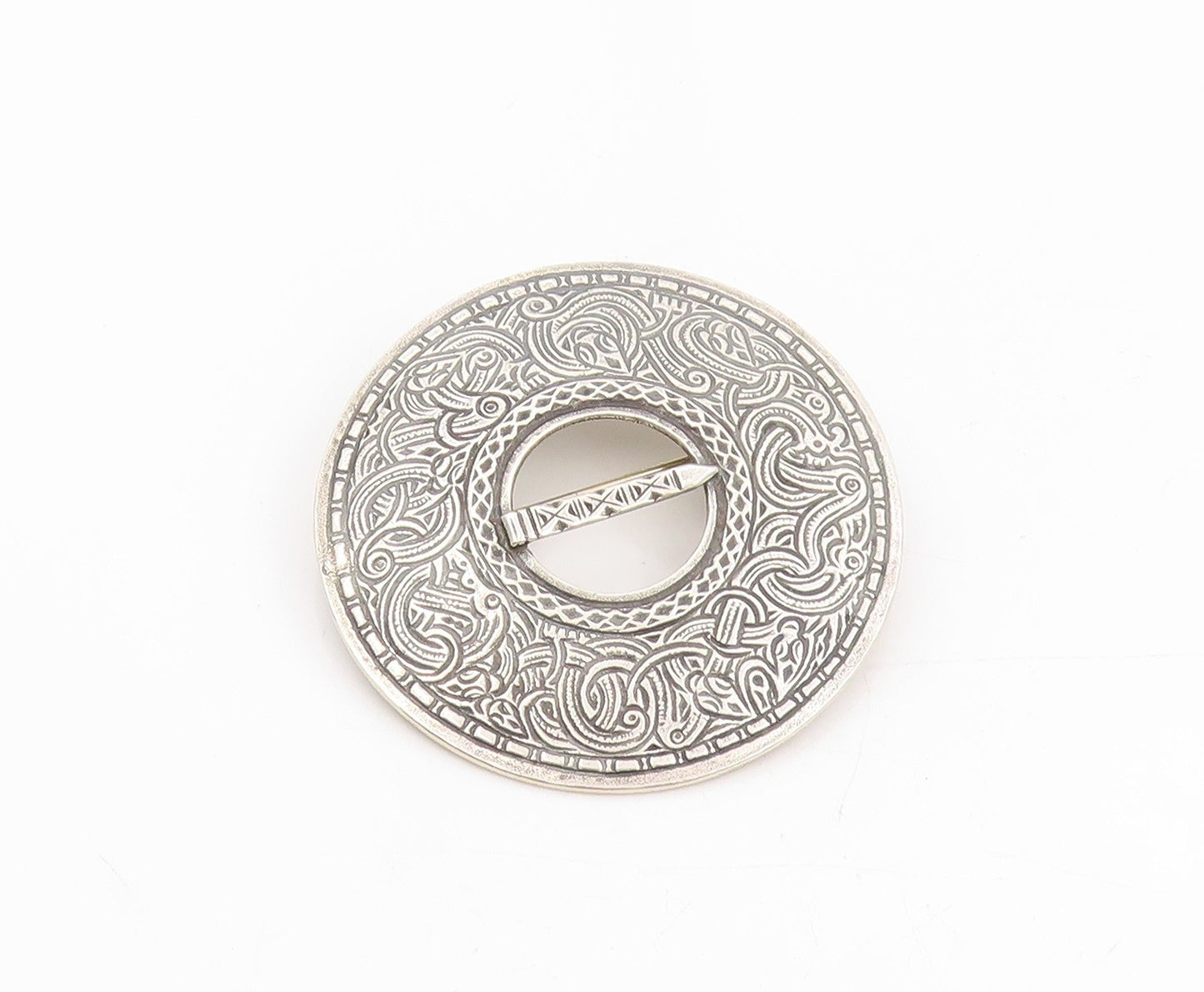 925 Sterling Silver Vintage Brooch SE SNORRE NORWAY Etched Disc Pin  BP12009