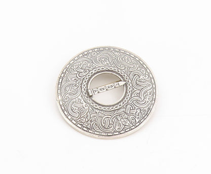925 Sterling Silver Vintage Brooch SE SNORRE NORWAY Etched Disc Pin  BP12009
