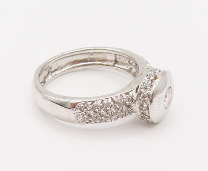 925 Silver  Vintage Circle Frame Cubic Zirconia Cluster Ring Sz 8  RG26204