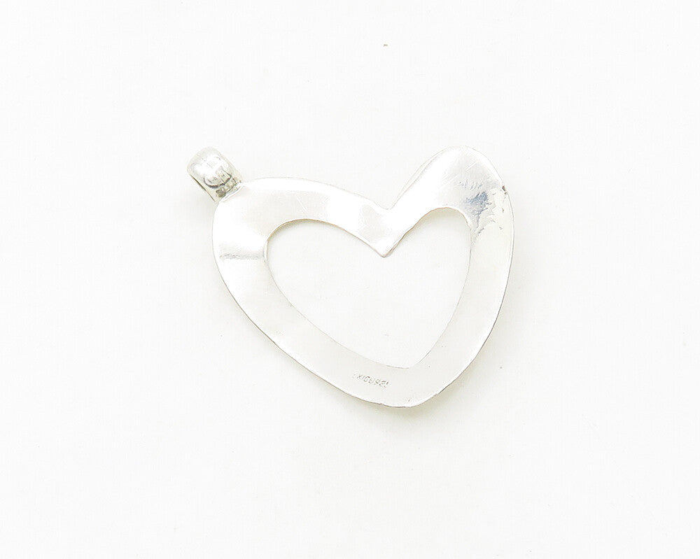 925 Sterling Silver  Vintage Shiny Etched Detail Love Heart Pendant  PT15065