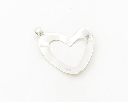 925 Sterling Silver  Vintage Shiny Etched Detail Love Heart Pendant  PT15065