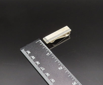 FI 925 Sterling Silver  Vintage Carved Lines Tie Clip  TR3410
