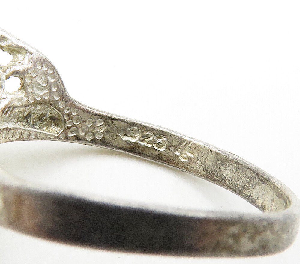 925 Sterling Silver  Vintage Sculpted Abstract Band Ring Sz 6.5  RG16292