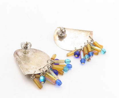 925 Sterling Silver Vintage Earrings Designer Dangling Crystals  EG13296