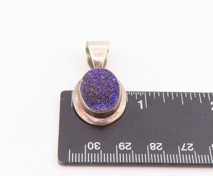 925 Sterling Silver Vintage Pendant DTR JAY KING Drusy Quartz Charm  PT25729