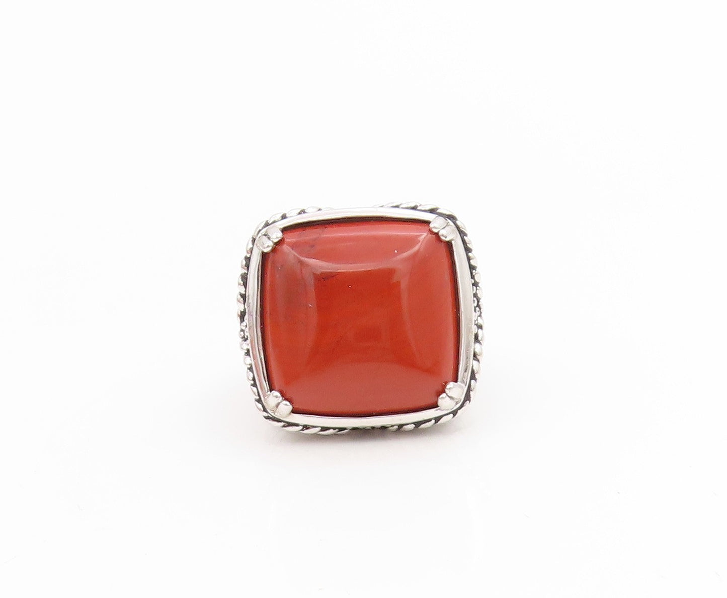 925 Sterling Silver Vintage Ring Cabochon Carnelian Chunky Band  Sz 7  RG34424