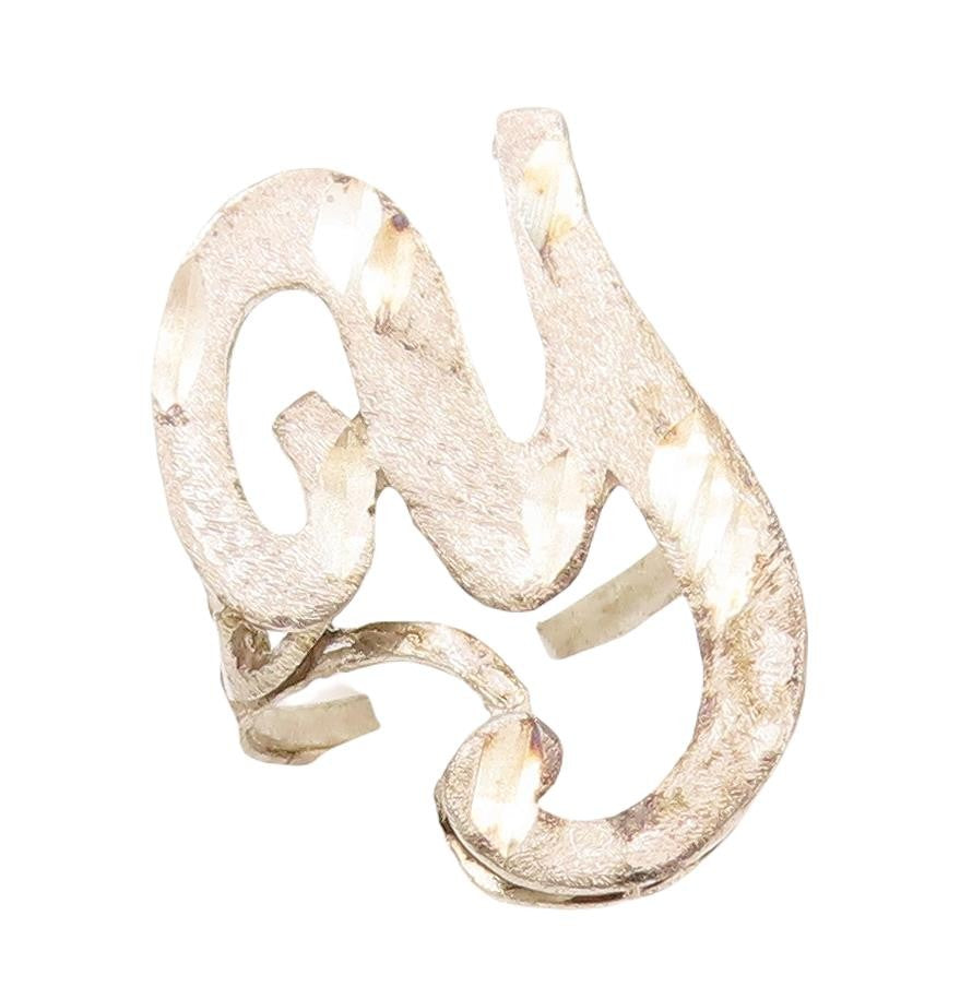 925 Sterling Silver Vintage Ring Solid Cutout Alphabet Y  Sz 8  RG28798