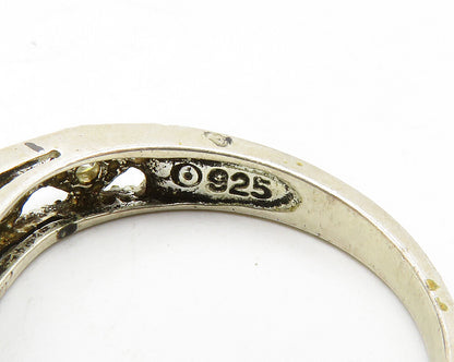 AVON 925 Sterling Silver  Vintage Topaz Open Design Band Ring Sz 8  RG13699