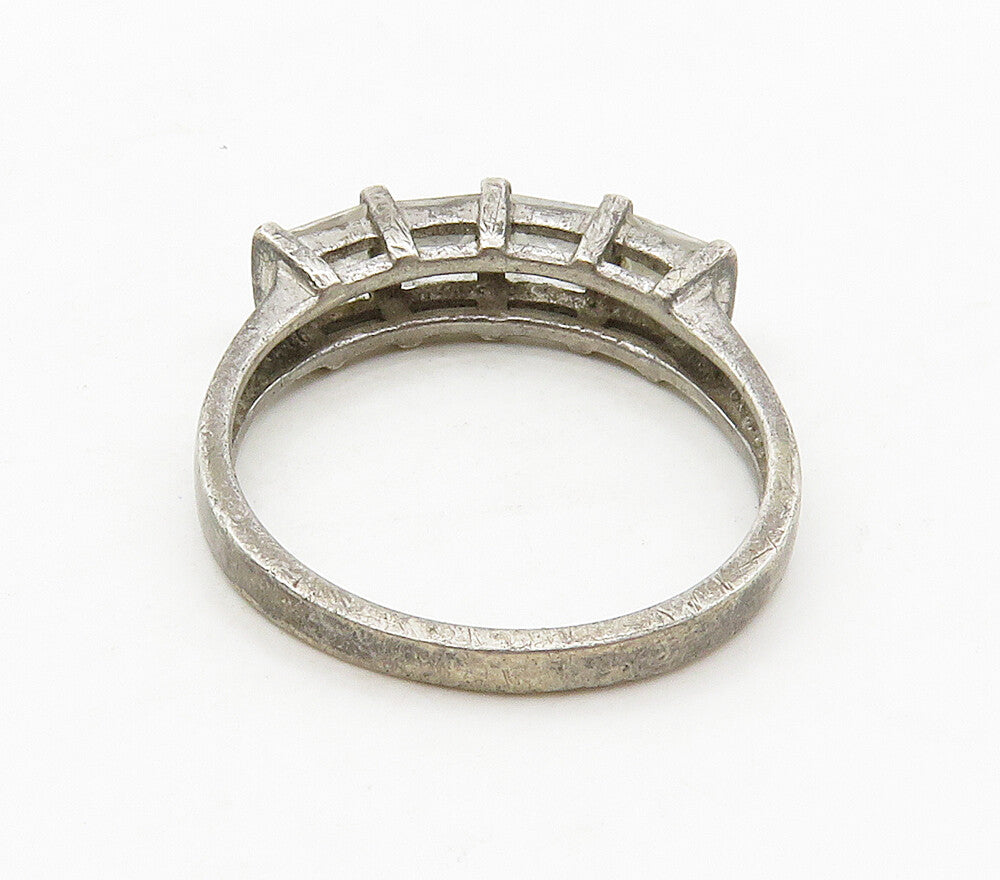 ROSS SIMON 925 Silver  Vintage Cubic Zirconia 4 Stone Band Ring Sz 8  RG15863