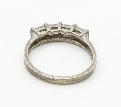 ROSS SIMON 925 Silver  Vintage Cubic Zirconia 4 Stone Band Ring Sz 8  RG15863