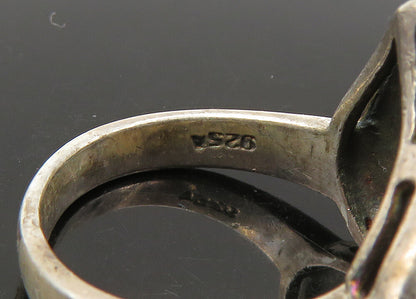 925 Sterling Silver  Vintage Mother Of Pearl Heart Cocktail Ring Sz 6  RG22541