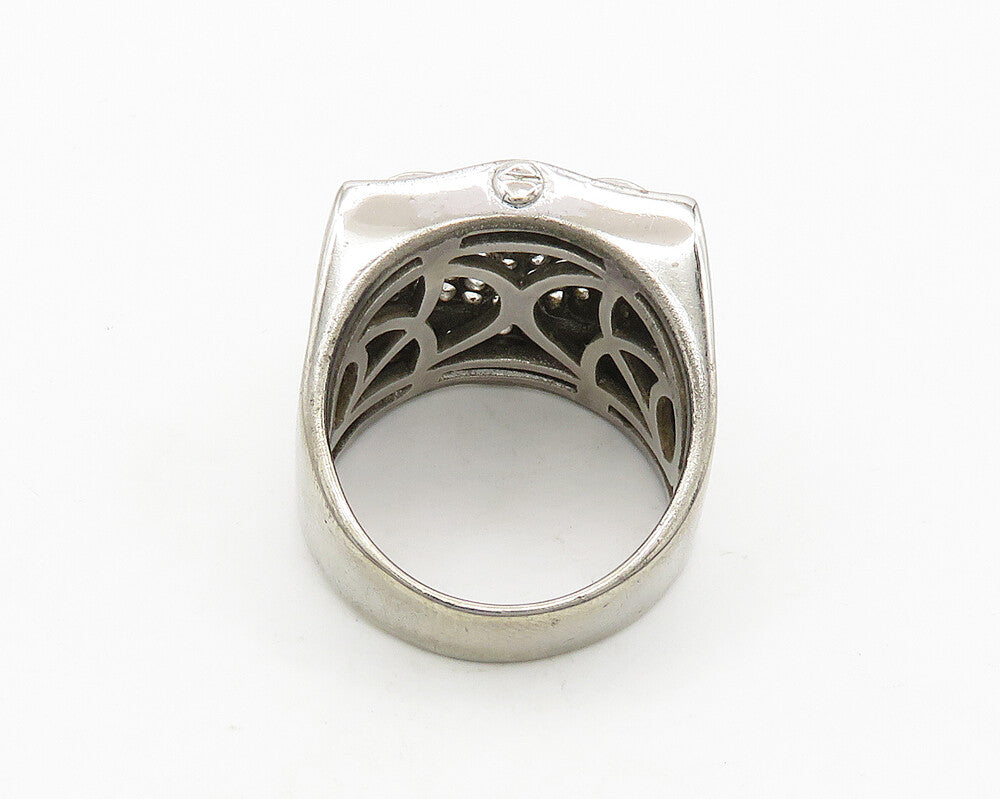 925 Sterling Silver  Vintage Cubic Zirconia Encrusted Band Ring Sz 10  RG19698