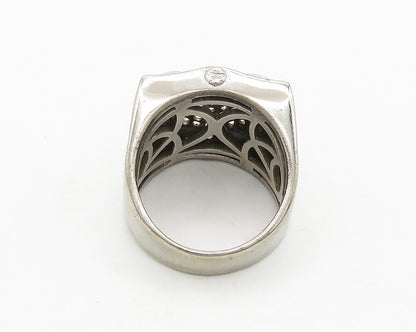 925 Sterling Silver  Vintage Cubic Zirconia Encrusted Band Ring Sz 10  RG19698