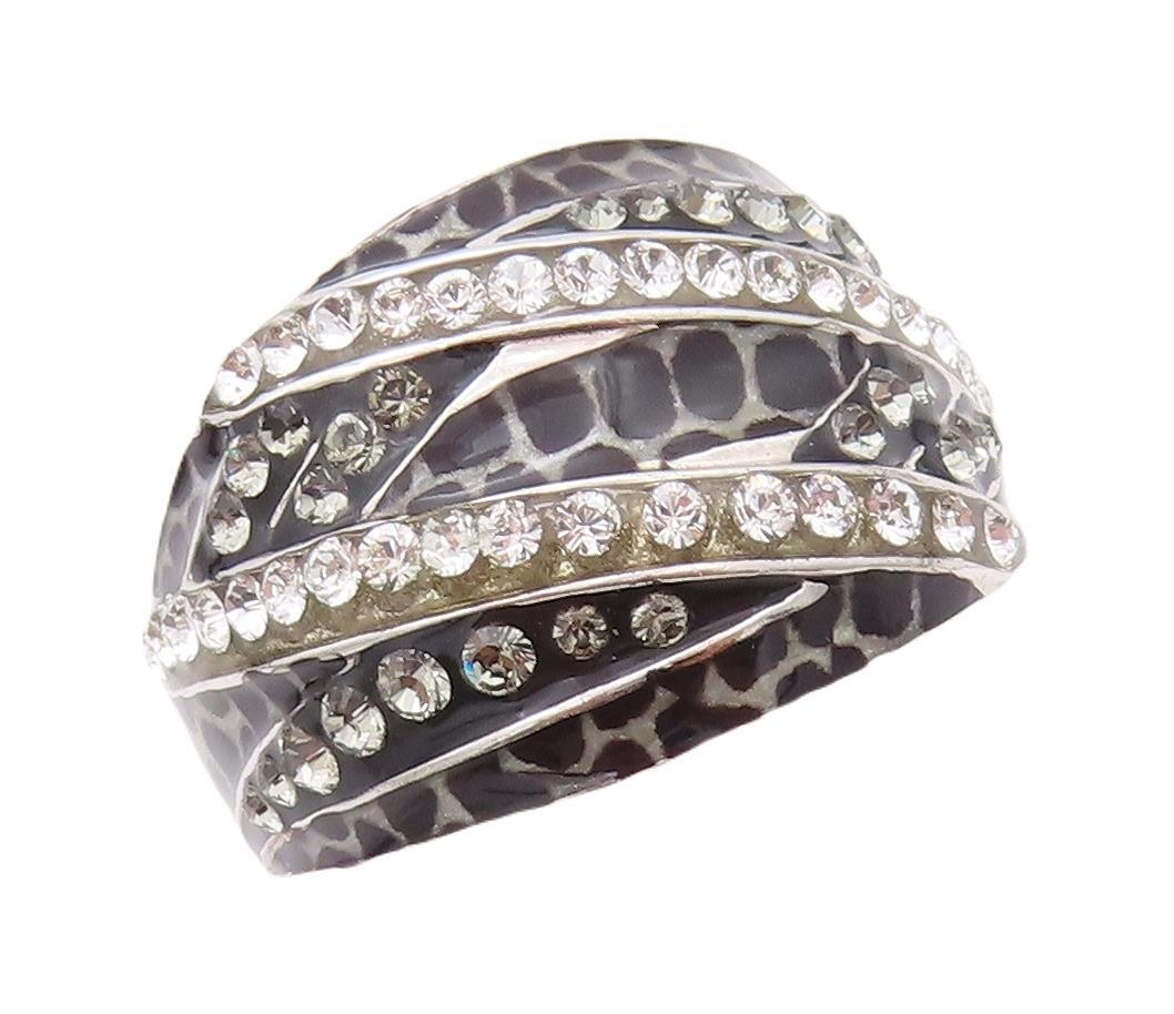 925 Sterling Silver Vintage Ring DAVID SIGAL Snake Skin & CZ  Sz 10.5  RG28276