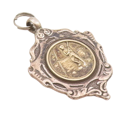 925 Sterling Silver Vintage Pendant Antique Carved Soldier On Field PT23428