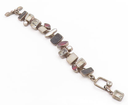 925 Sterling Silver Vintage Bracelet THE DREAMER Multi Gemstone Link  BT11677