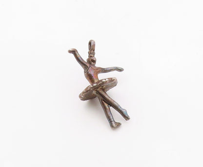 925 Sterling Silver  Vintage Dark Tone Ballet Dancer Pendant  PT19150