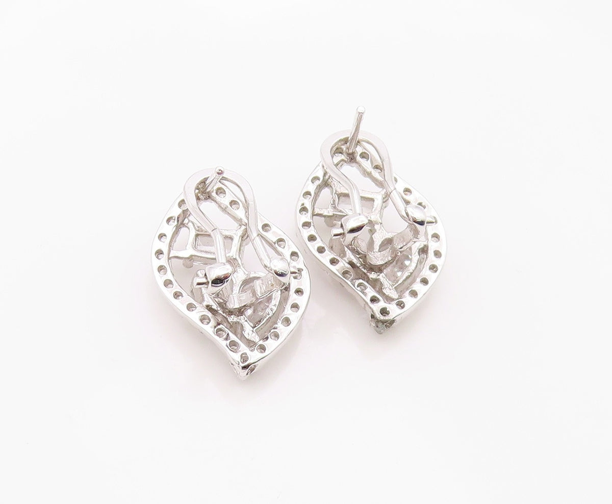 925 Sterling Silver Vintage Earrings Elegant Multi Shape CZ Floral Leaf  EG14371