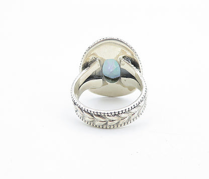 925 Sterling Silver  Vintage Mystic Topaz Floral Cocktail Ring Sz 6.5  RG7231