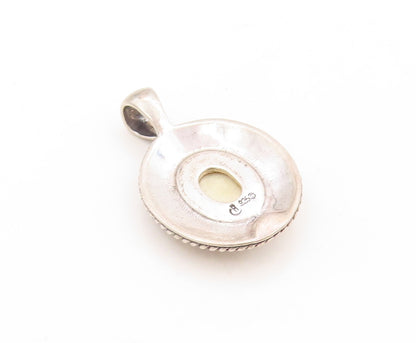 925 Sterling Silver Vintage Pendant CAROLYN POLLACK Carved Gemstone  PT23793